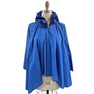 NWT Ft Inc Blue Tent Blouse Ruffle Collar Voluminous Top Womens Size M